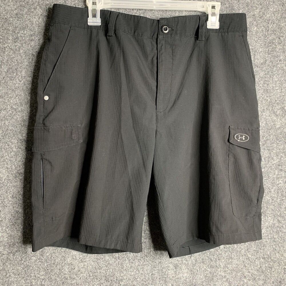 Under Armour Black Golf Shorts Men 34 Multi Snap Pockets Polyester
